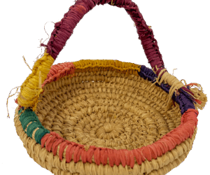 Rainbow weaving basket by Aunty Millie Taylor