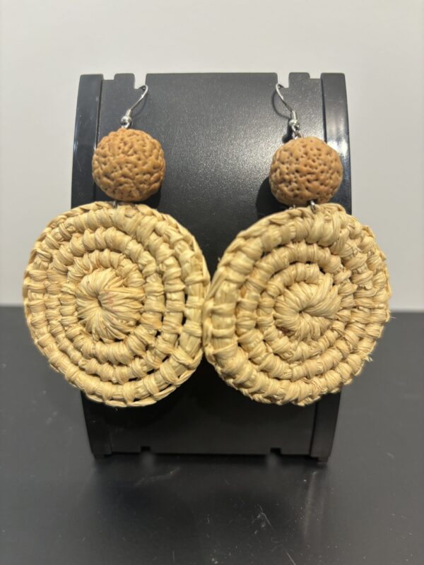 Earrings - Quandong seed and weaving