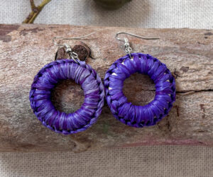 Purple woven earrings (1) by Melissa Taylor