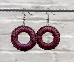 Maroon woven earrings (1) by Melissa Taylor