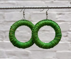 Green woven earrings by Melissa Taylor