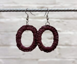 Maroon woven earrings (2) by Melissa Taylor