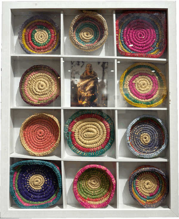 Framed weavings by Aunty Millie Taylor