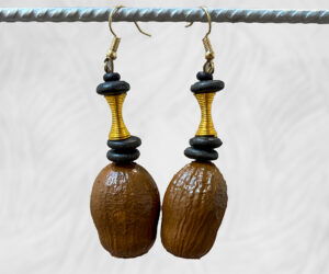 Gumnut and Black bead earrings by Dja Yingila