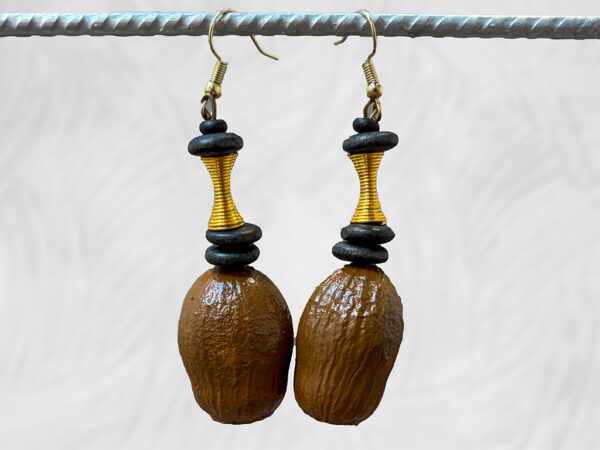 Gumnut and Black bead earrings by Dja Yingila