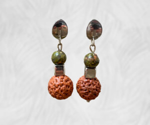 Quandong and Unakite crystal earrings by Dja Yingila