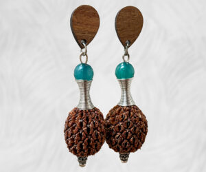 Amazonite and Sheok seed earrings by Dja Yingila
