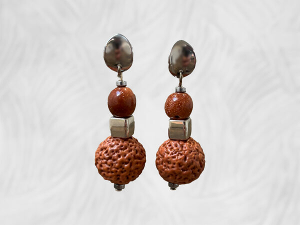 Quandong and Goldstone earrings by Dja Yingila
