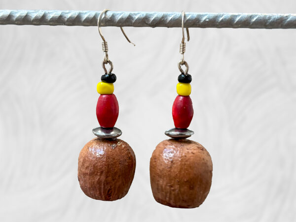 Wooden beads & Gumnut earrings by Dja Yingila