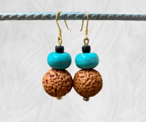 Natural quandong & turquoise earrings by Dja Yingila