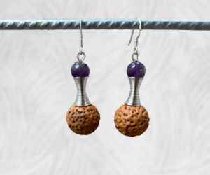 Quandong and amethyst earrings by Dja Yingila