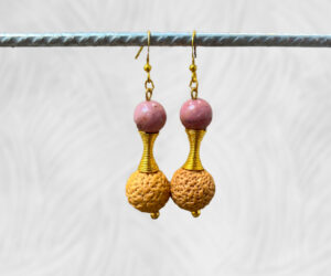 Quandong and Rhodonite earrings by Dja Yingila