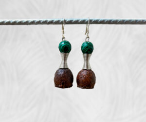 Gumnut & green malachite earrings by Dja Yingila