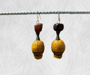 Painted gumnut earrings by Dja Yingila