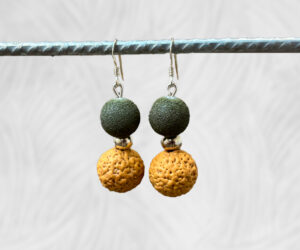 Quandong and coloured bead earrings by Dja Yingila