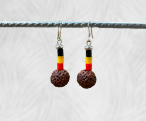 Quandong and coloured beads earrings by Dja Yingila