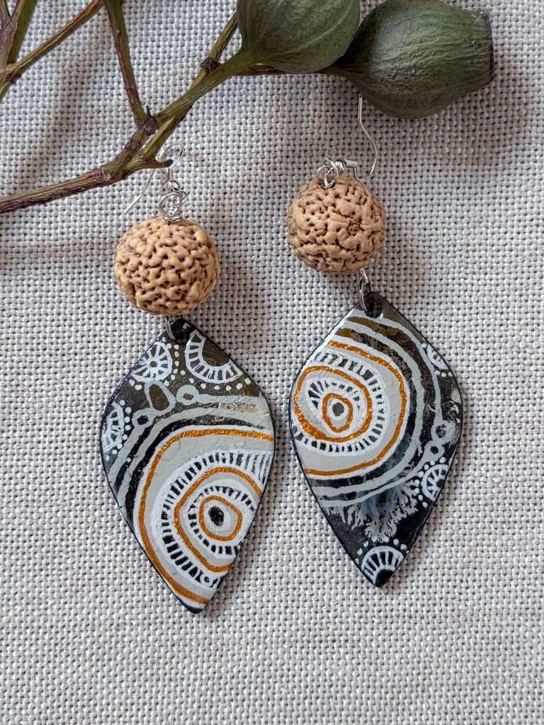 Handpainted earrings (28) by Jackie Wirramanda