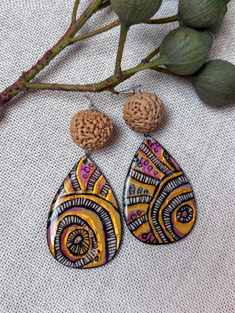 Handpainted earrings (34) by Jackie Wirramanda