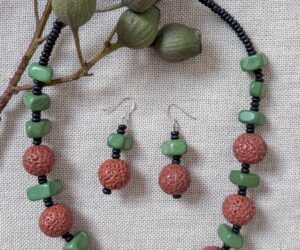 Quandong & Bead necklace and earring set by Dja Yingila