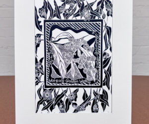 Datim-datim & Wai-Kalk - Djaara Seasons Lino Print by Krishna Heffernan
