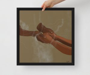 Being Held - Framed printed canvas by Timani Nairana