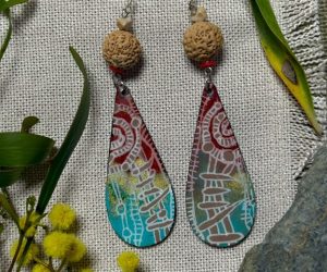 Hand painted earrings (45) by Jackie Wirramanda