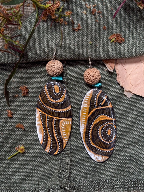 Hand painted earrings (42) by Jackie Wirramanda