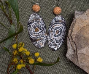 Hand painted earrings (50) by Jackie Wirramanda