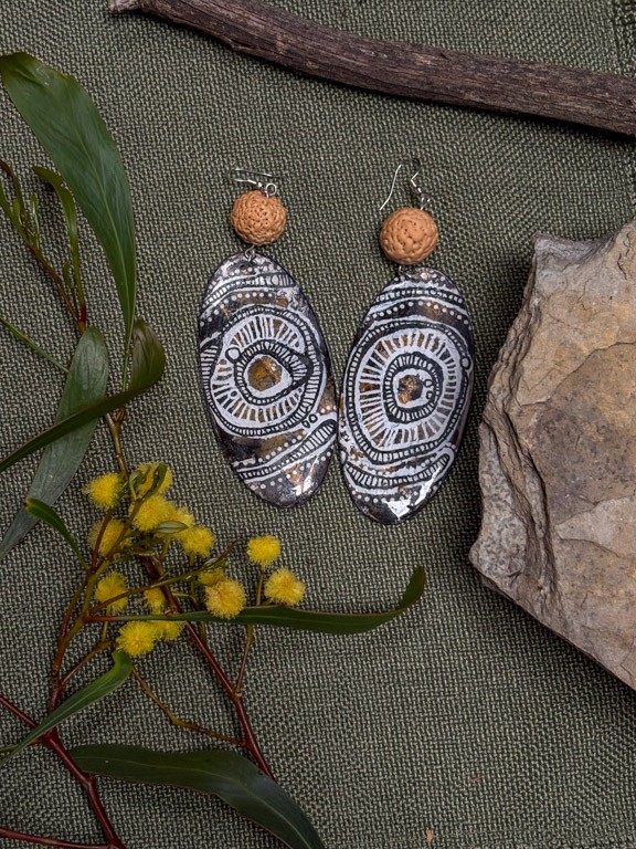 Hand painted earrings (50) by Jackie Wirramanda