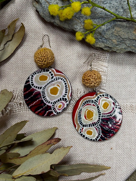 Hand painted earrings (48) by Jackie Wirramanda