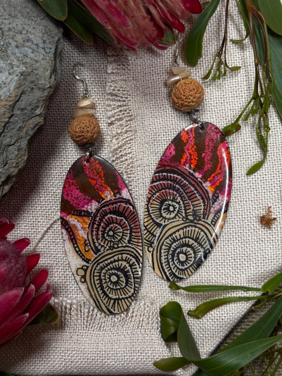 Hand painted earrings (41) by Jackie Wirramanda